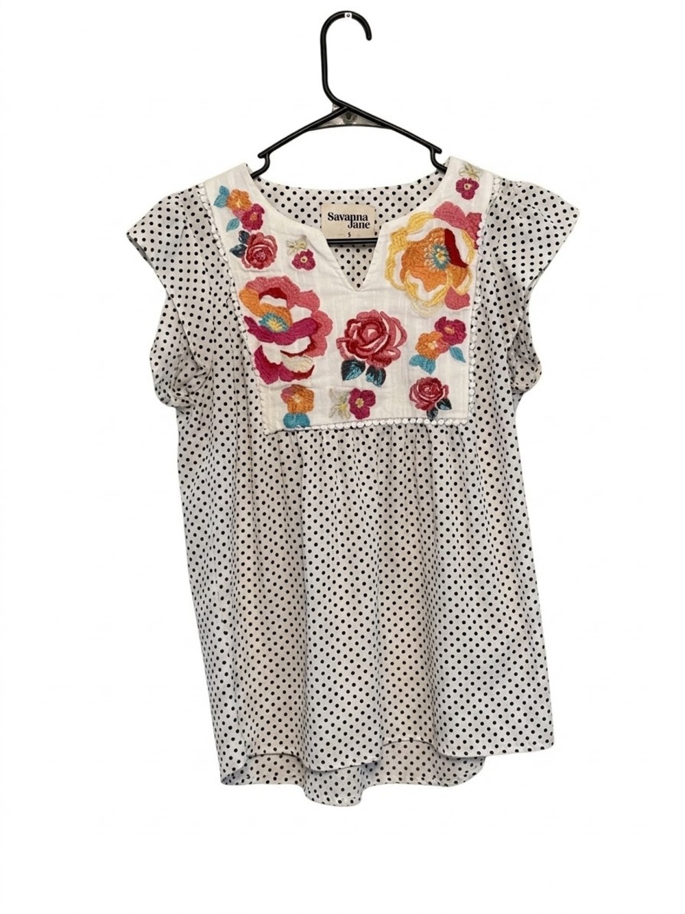 Savanna Jane White Polka Dot Embroidery Top